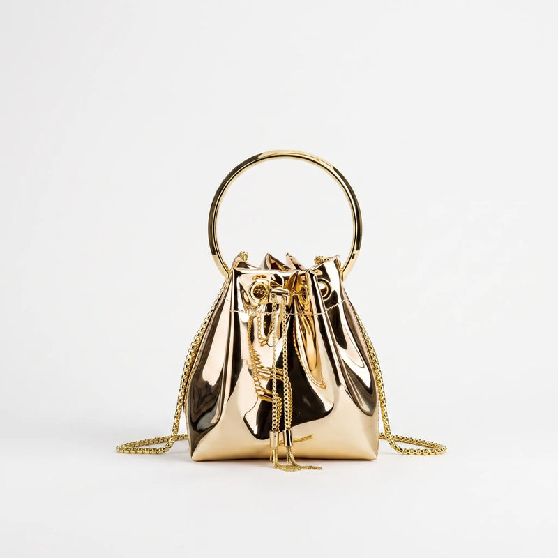 High-Shine Evening Bucket Bag - Gleamia