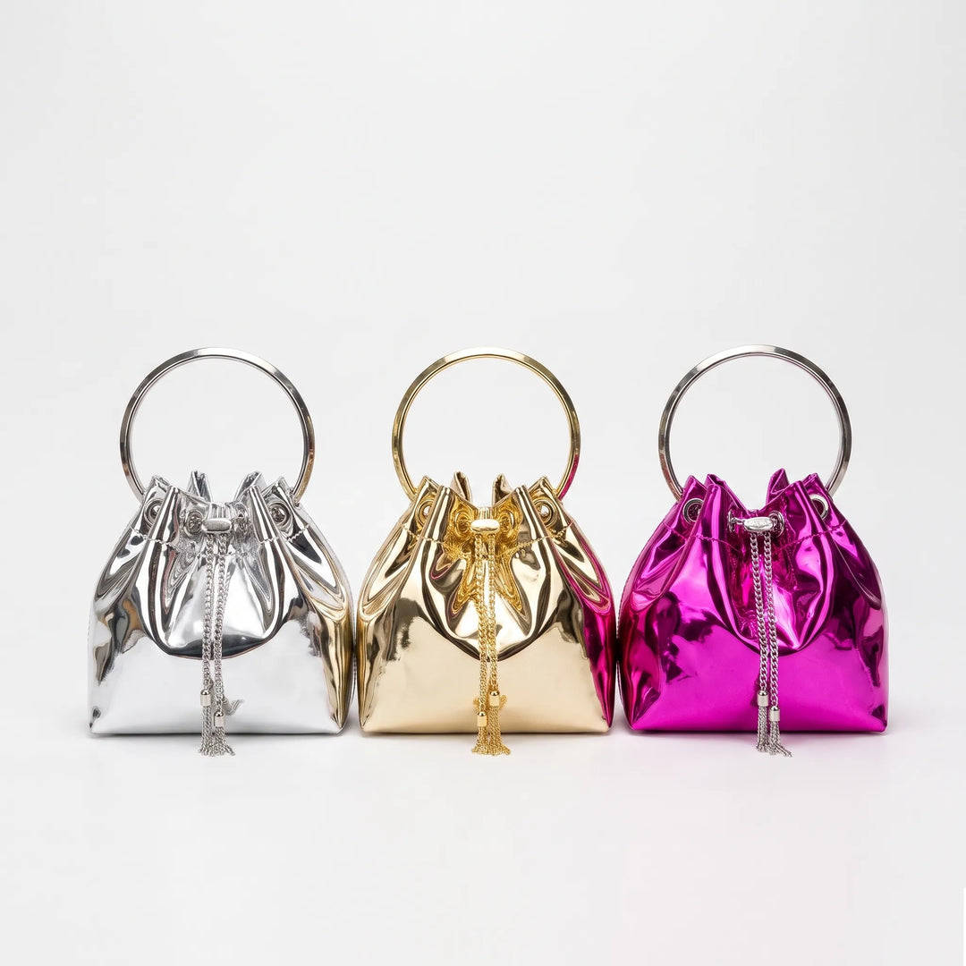 High-Shine Evening Bucket Bag - Gleamia