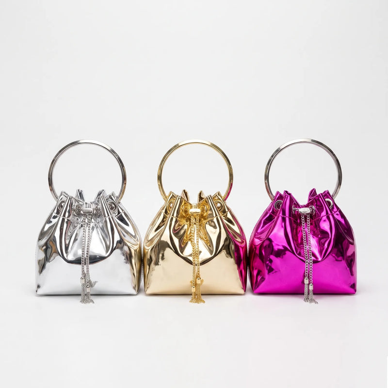 High-Shine Evening Bucket Bag - Gleamia
