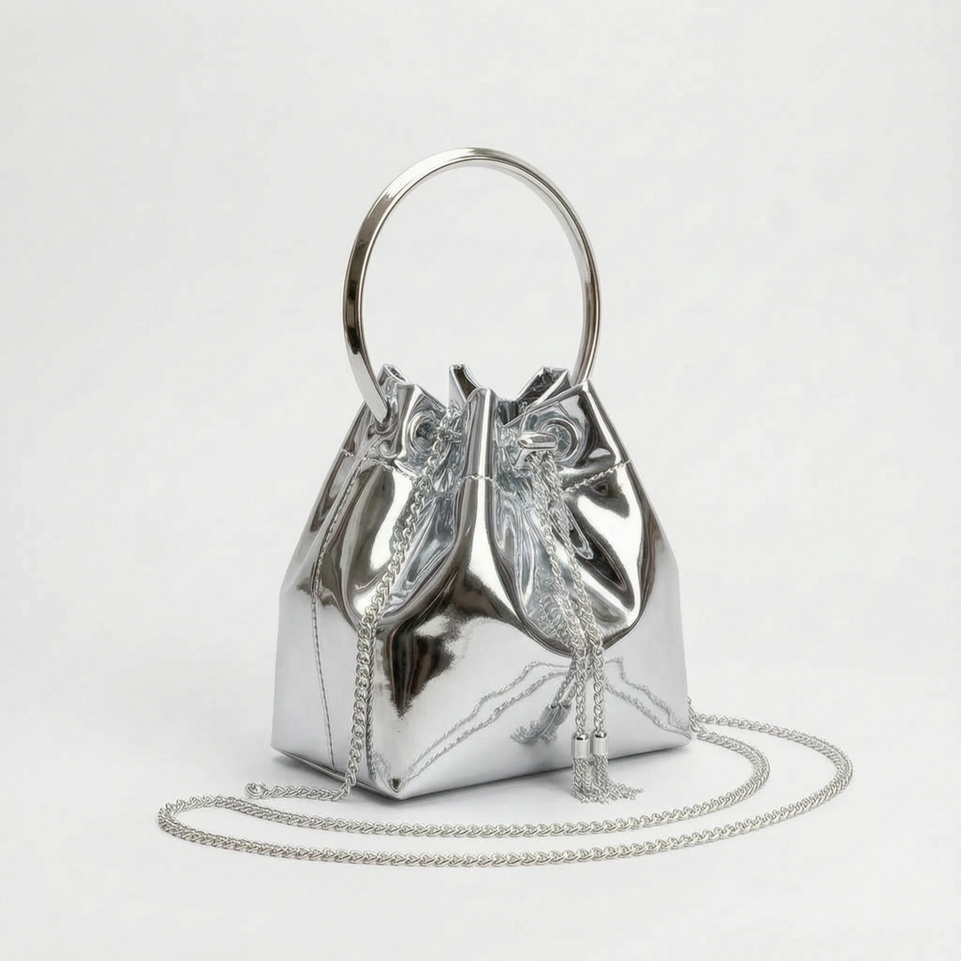 High-Shine Evening Bucket Bag - Gleamia