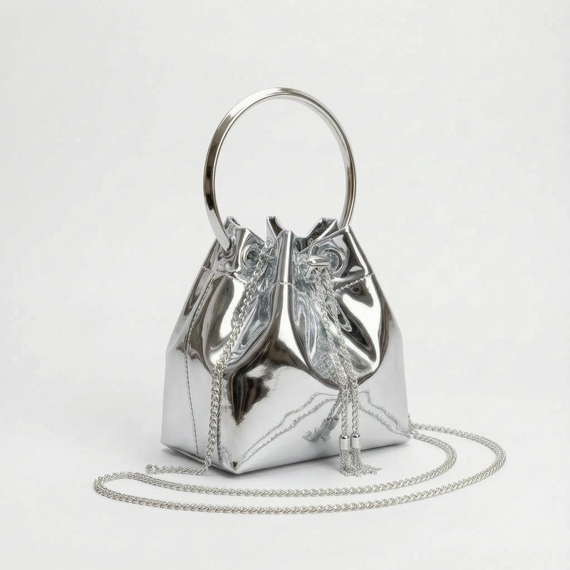 High-Shine Evening Bucket Bag - Gleamia