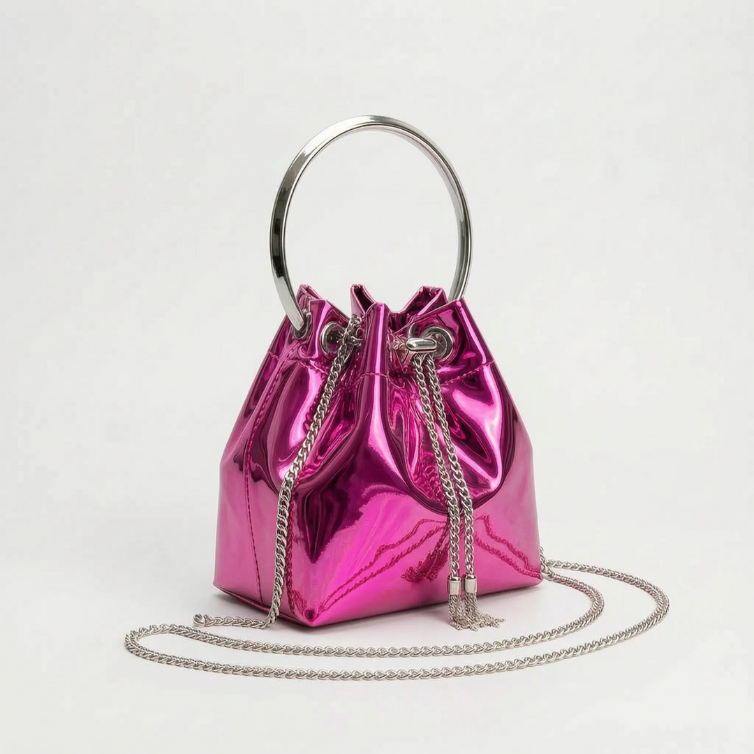 High-Shine Evening Bucket Bag - Gleamia