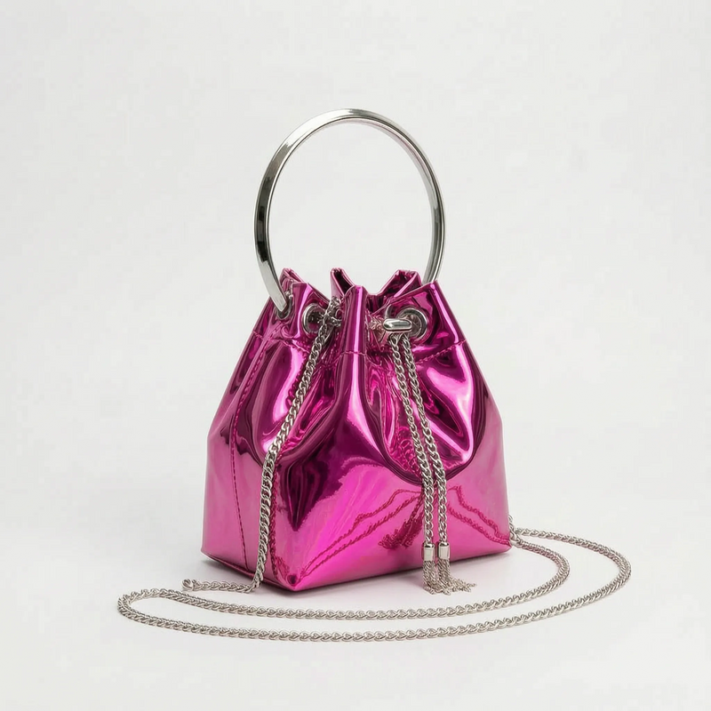 High-Shine Evening Bucket Bag - Gleamia