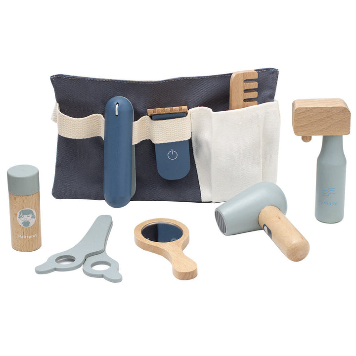 Wooden hairdresser's playset with bum bag for children – Knipprofessional