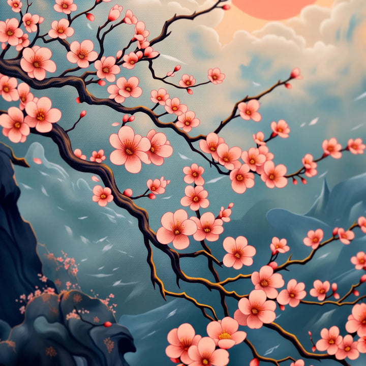 Japanese-Inspired Decorative Floral Hanging Scroll - Zenmura
