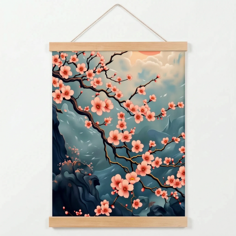 Japanese-Inspired Decorative Floral Hanging Scroll - Zenmura
