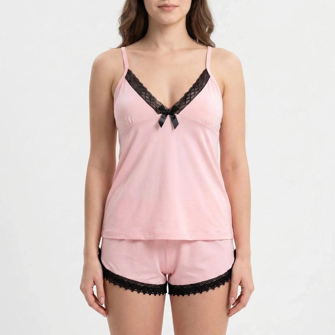 Lace-Trimmed Pyjama Short Set - Roxanne