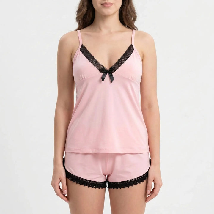 Lace-Trimmed Pyjama Short Set - Roxanne
