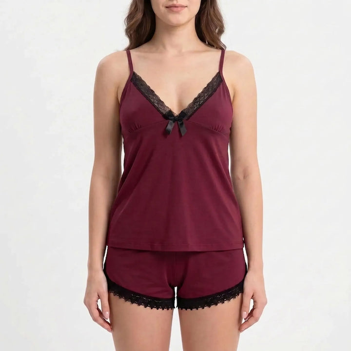 Lace-Trimmed Pyjama Short Set - Roxanne