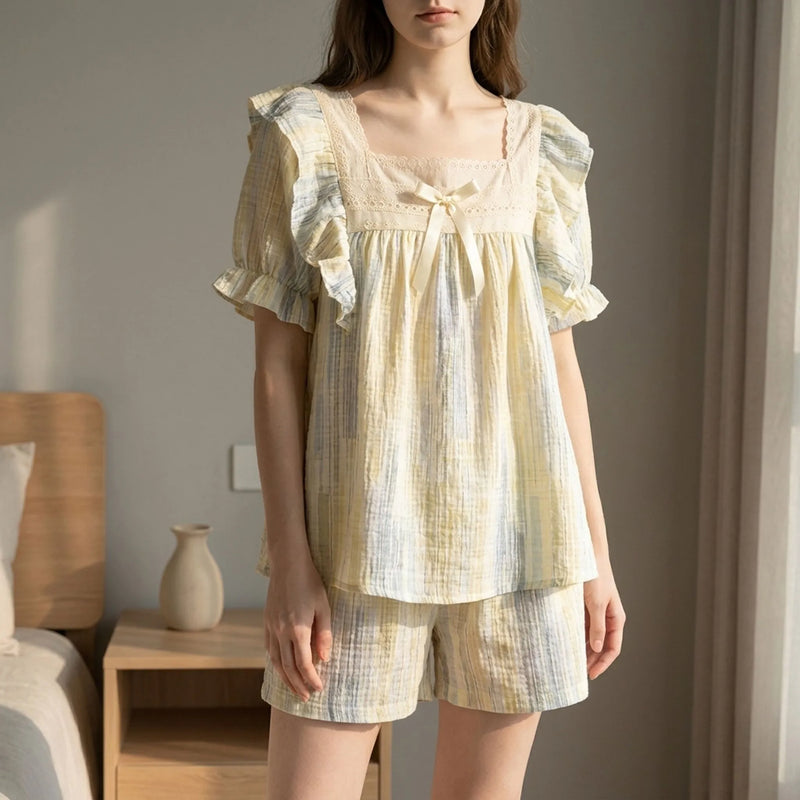 Lace Trim Pyjama Short Set - Dolores