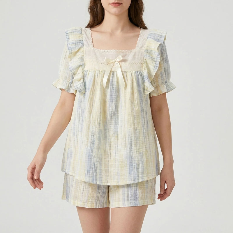Lace Trim Pyjama Short Set - Dolores