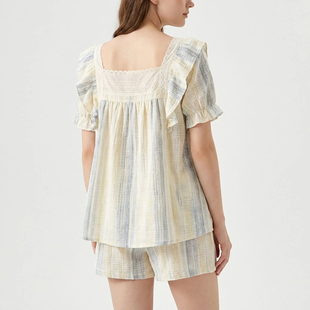 Lace Trim Pyjama Short Set - Dolores