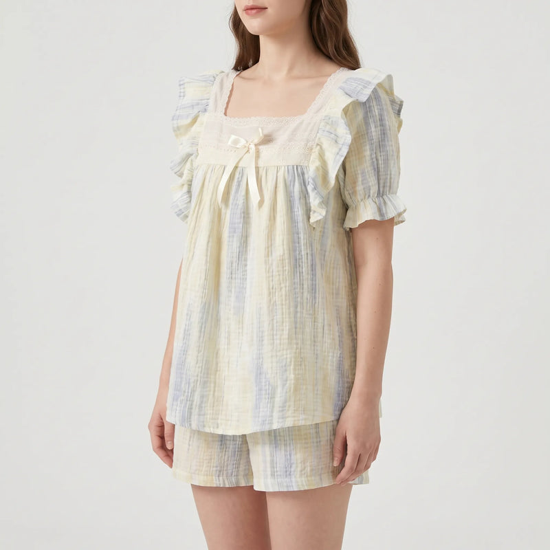 Lace Trim Pyjama Short Set - Dolores