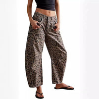 Leopard Print Barrel Jeans -  Frances