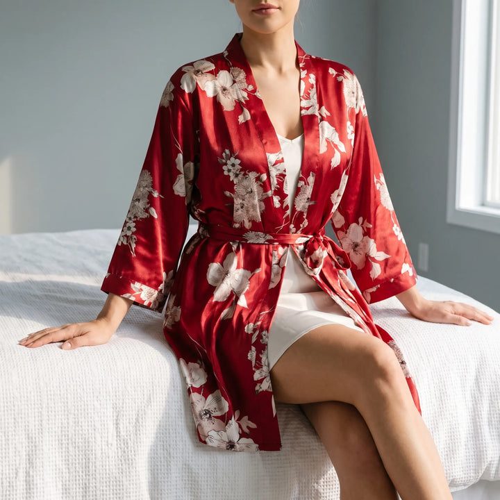 Lightweight Floral Summer Dressing Gown - Vicky