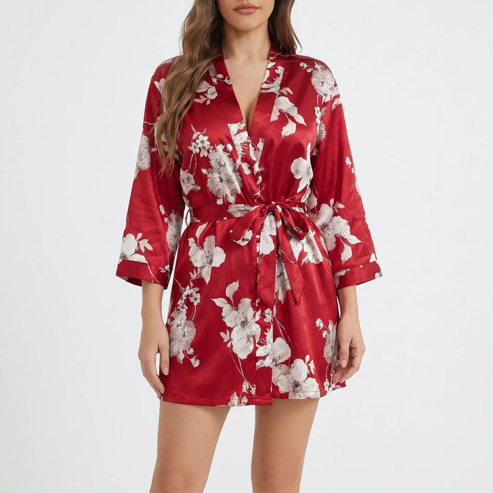 Lightweight Floral Summer Dressing Gown - Vicky