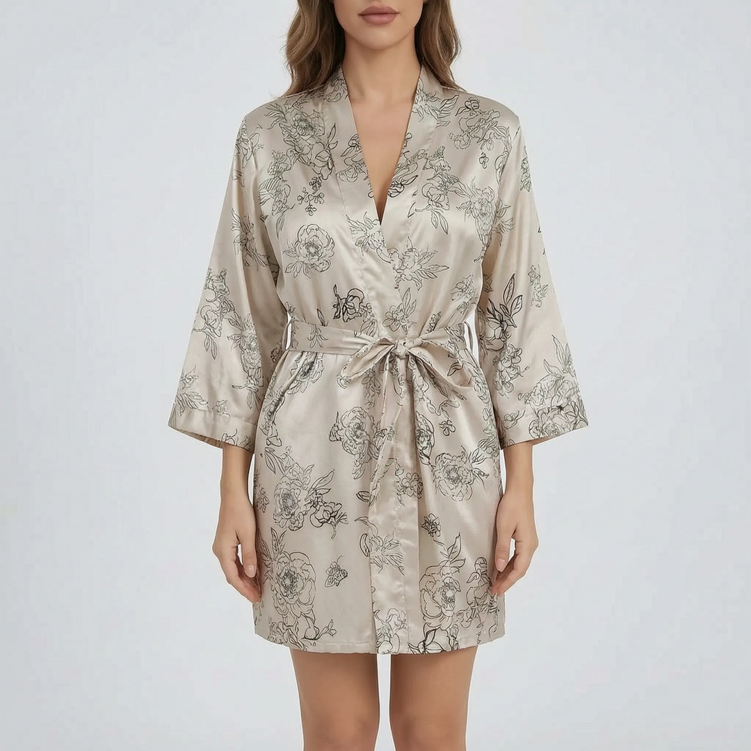Lightweight Floral Summer Dressing Gown - Vicky
