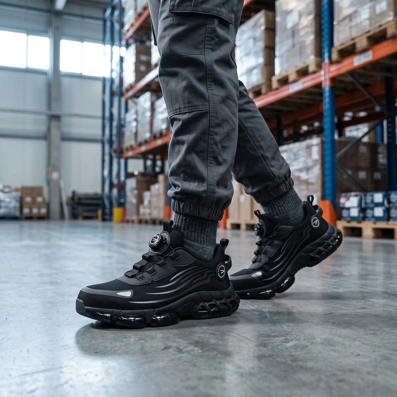 Lightweight Warehouse Mobility Safety Shoes - Dial Closure Work Trainers