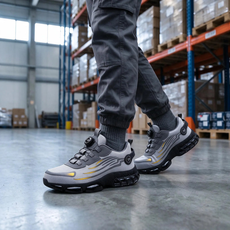 Lightweight Warehouse Mobility Safety Shoes - Dial Closure Work Trainers