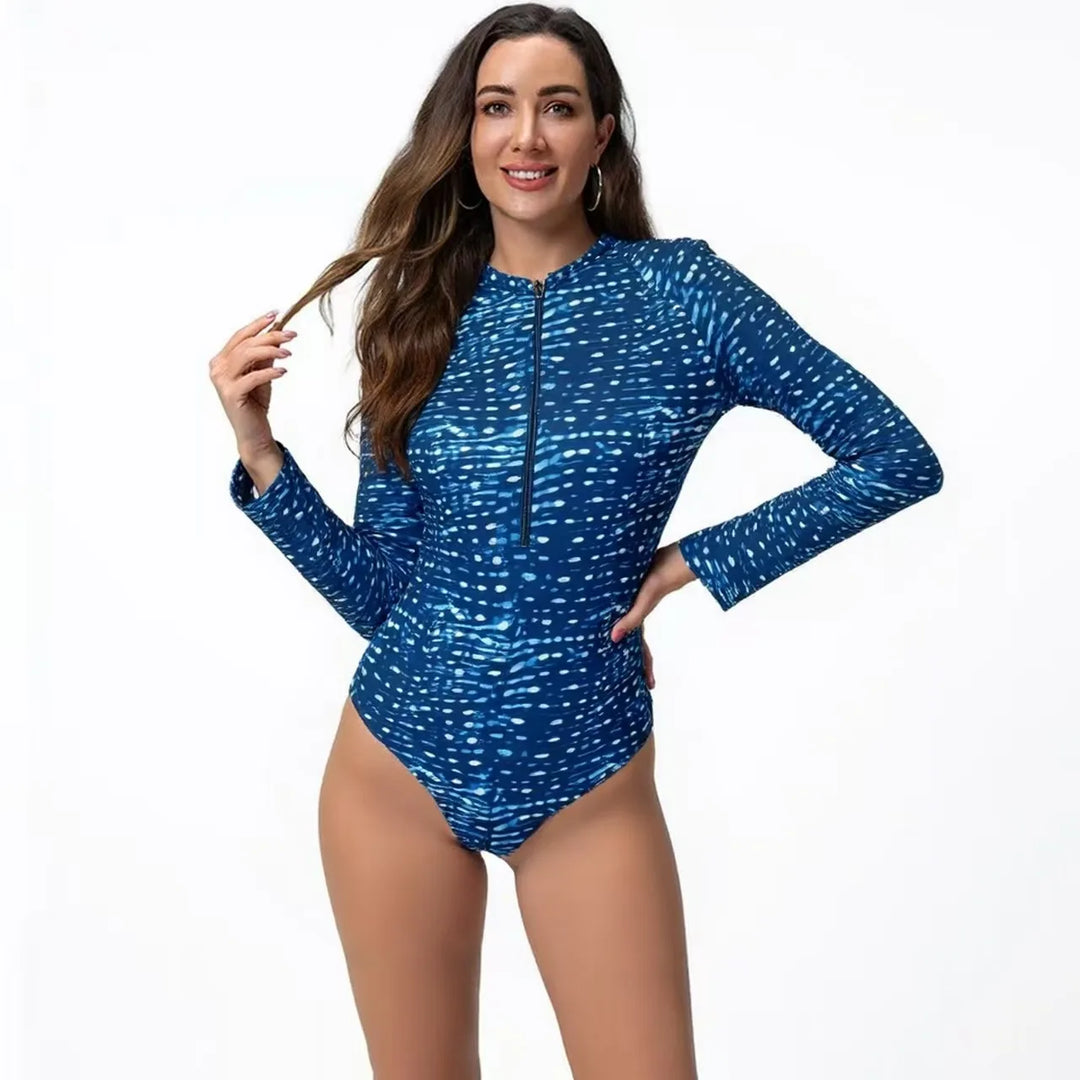 Long-Sleeved Patterned Monokini - Cetaform