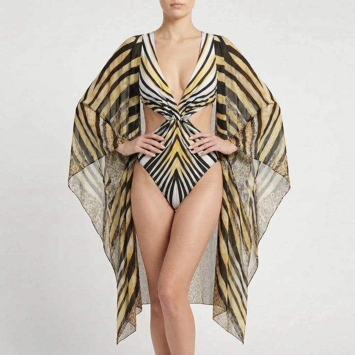 Long Sleeve Cutout Monokini - Tropina