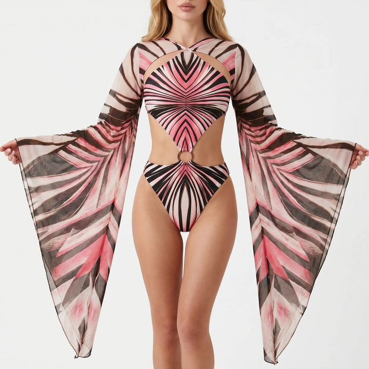 Long Sleeve Cutout Monokini - Tropina