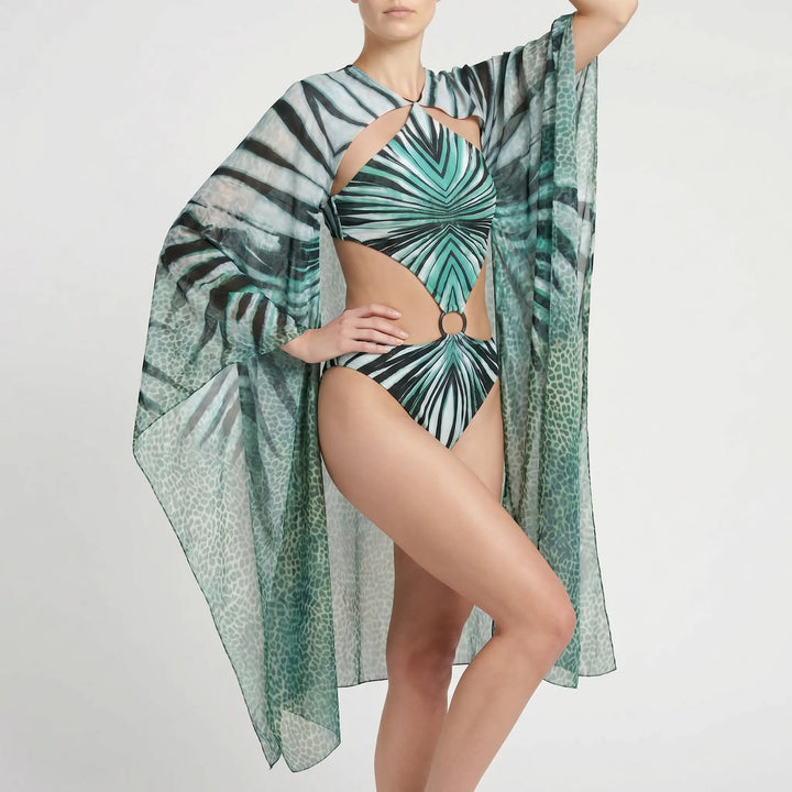 Long Sleeve Cutout Monokini - Tropina