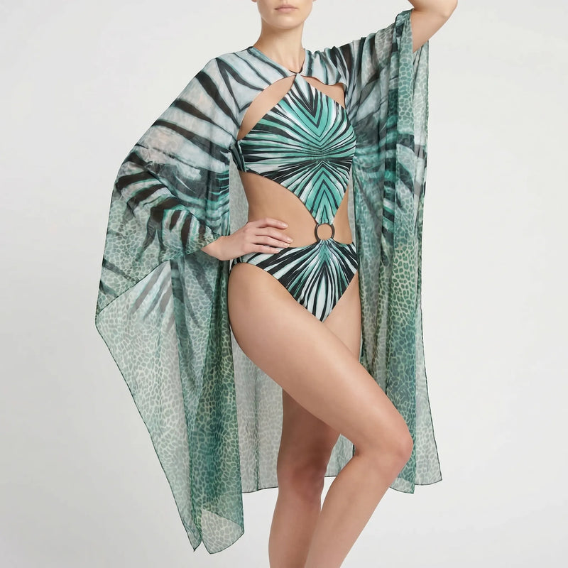 Long Sleeve Cutout Monokini - Tropina