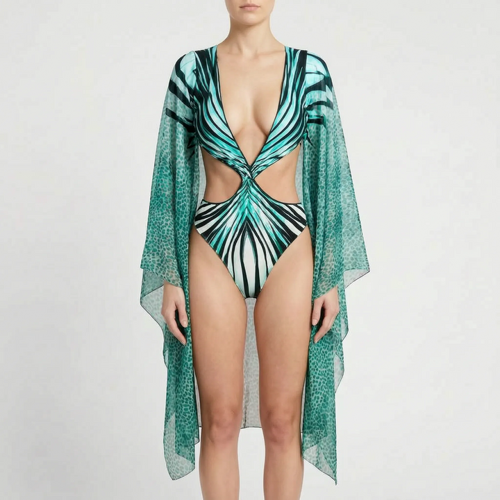 Long Sleeve Cutout Monokini - Tropina