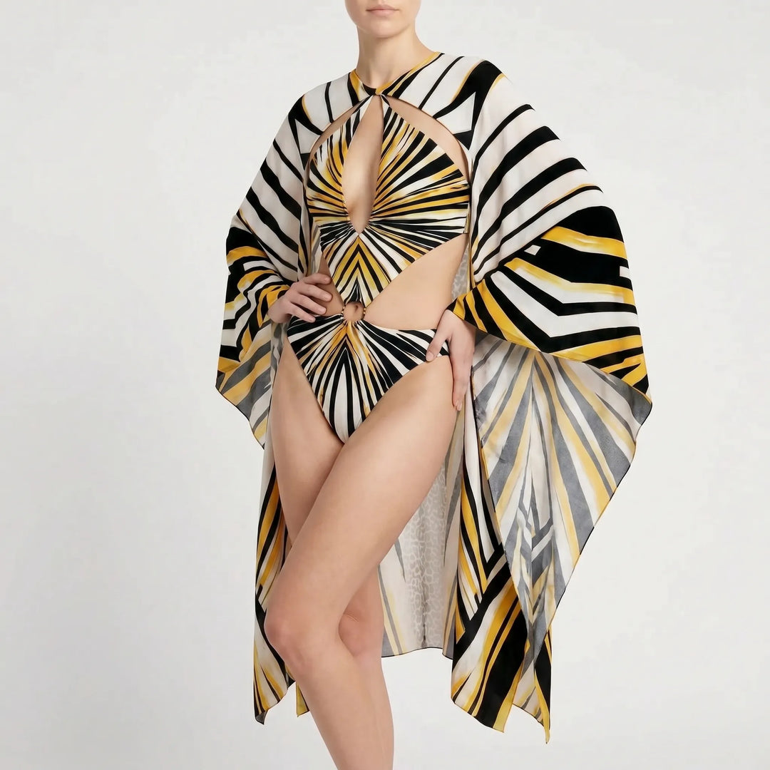 Long Sleeve Cutout Monokini - Tropina