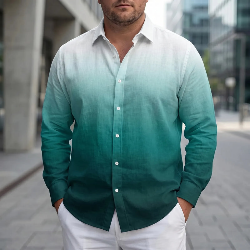 Long Sleeve Gradient Button-Down Shirt - Herbert