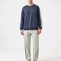 Long Sleeve Henley Mens Pyjamas - Clay