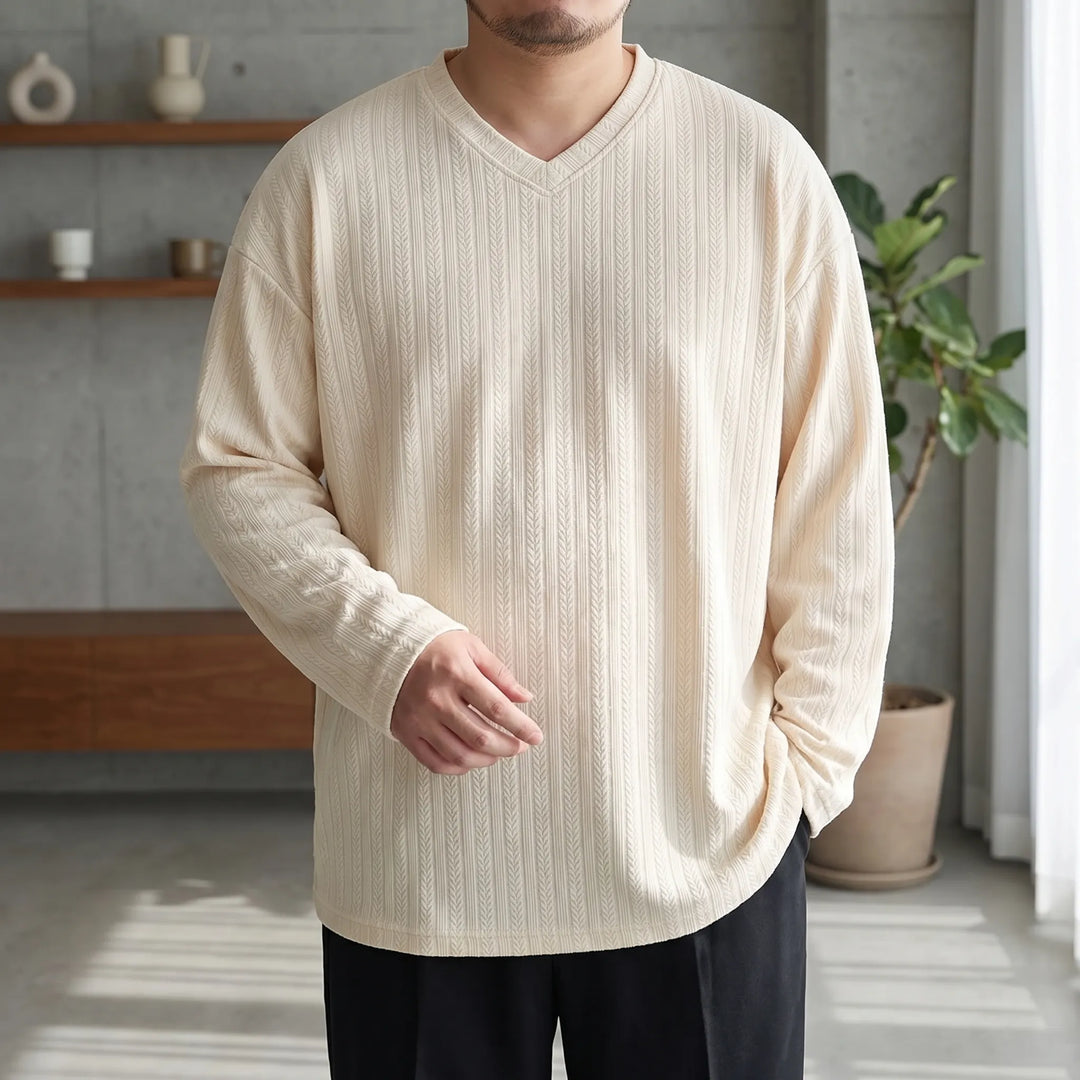 Loose Fit Long Sleeve V-Neck Tee - Steve