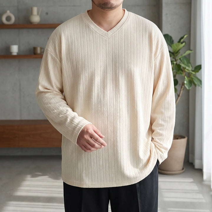 Loose Fit Long Sleeve V-Neck Tee - Steve