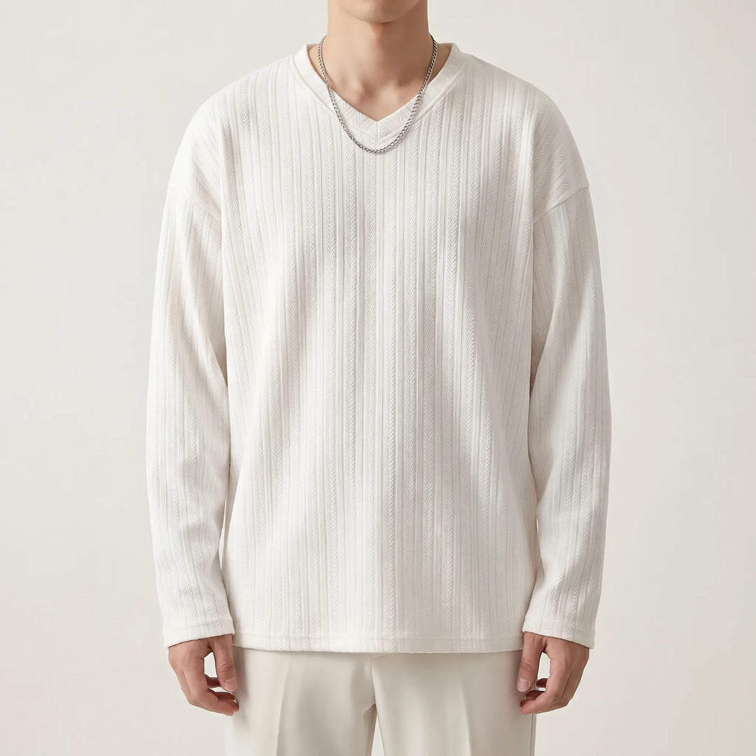 Loose Fit Long Sleeve V-Neck Tee - Steve