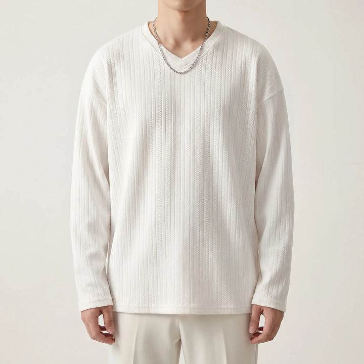 Loose Fit Long Sleeve V-Neck Tee - Steve