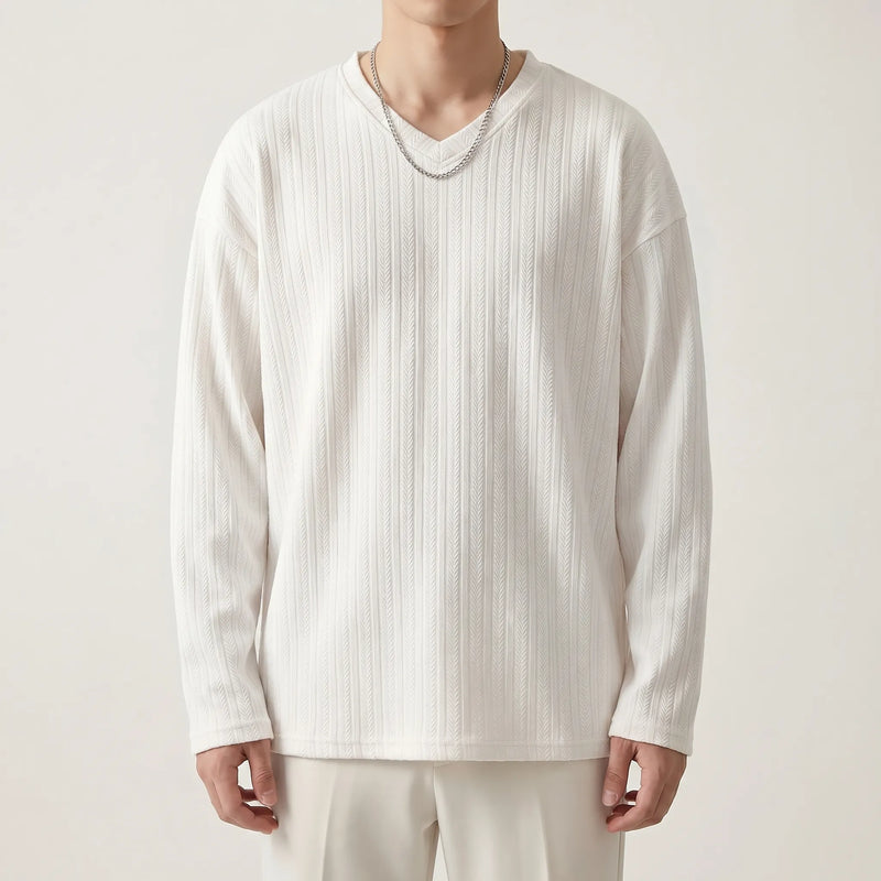Loose Fit Long Sleeve V-Neck Tee - Steve