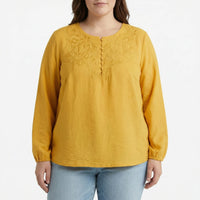 Loose Long Sleeve Embroidered Shirt - Joan