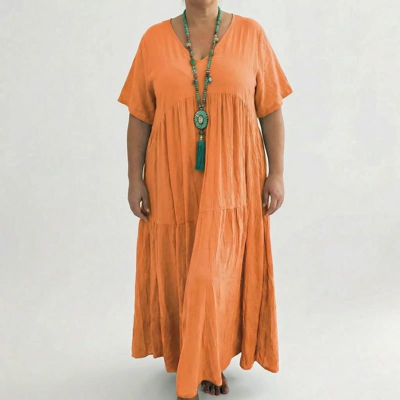 Loose V-Neck Long Dress - Blanca