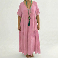 Loose V-Neck Long Dress - Blanca