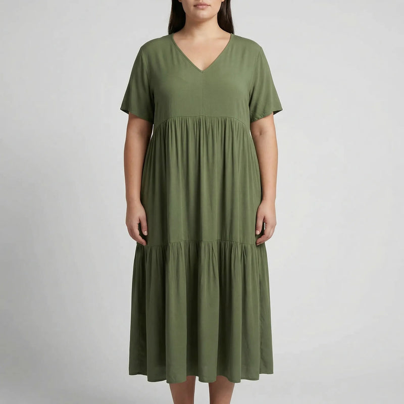 Loose V-Neck Long Dress - Blanca