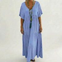 Loose V-Neck Long Dress - Blanca