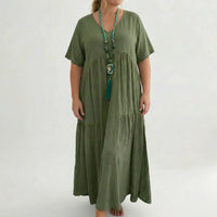 Loose V-Neck Long Dress - Blanca