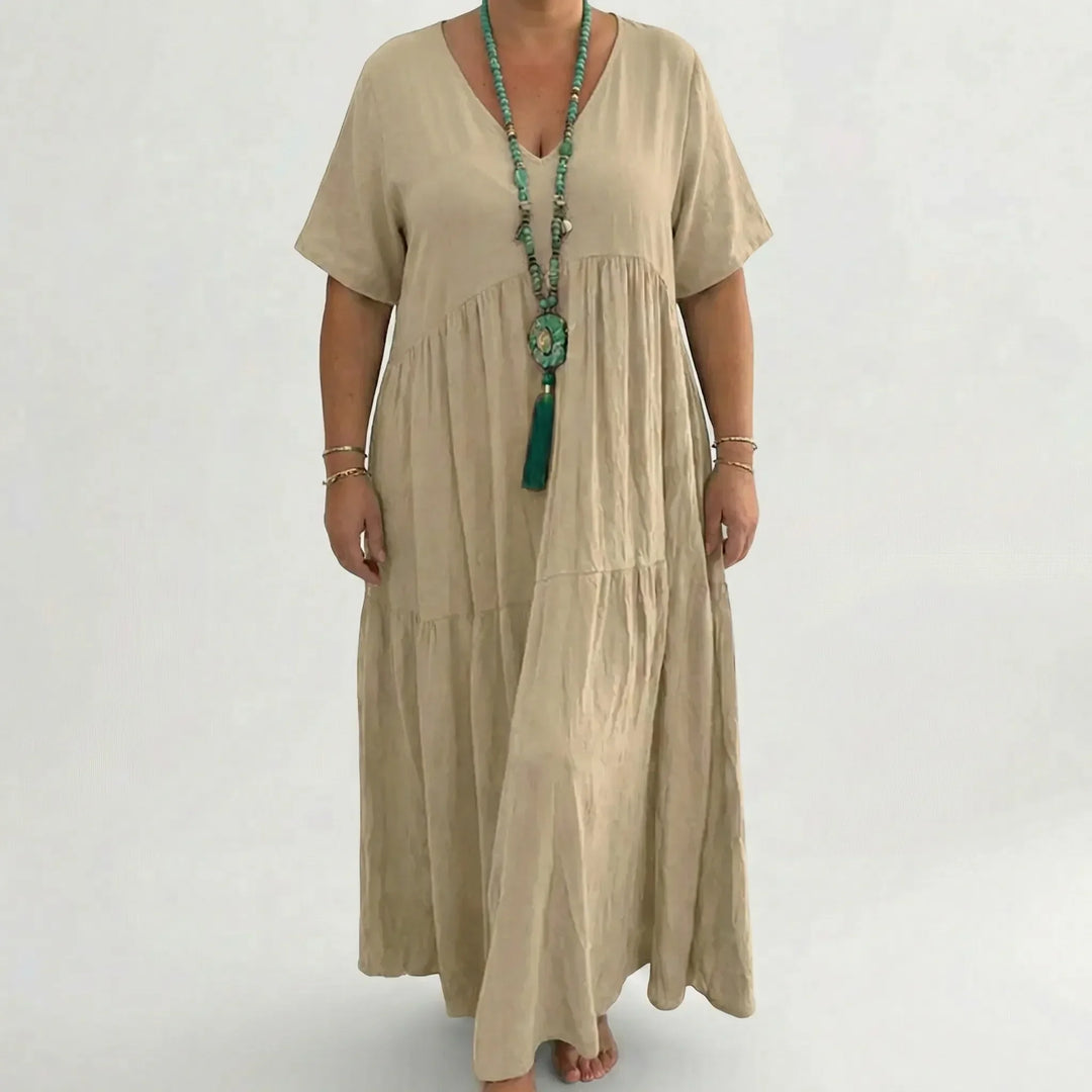 Loose V-Neck Long Dress - Blanca