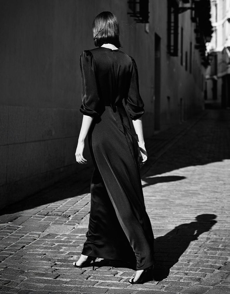 Lustrous Midnight Blue Maxi Dress - Alyssa
