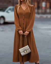 Maxi Autumn Dress with Button Closure – Amira
