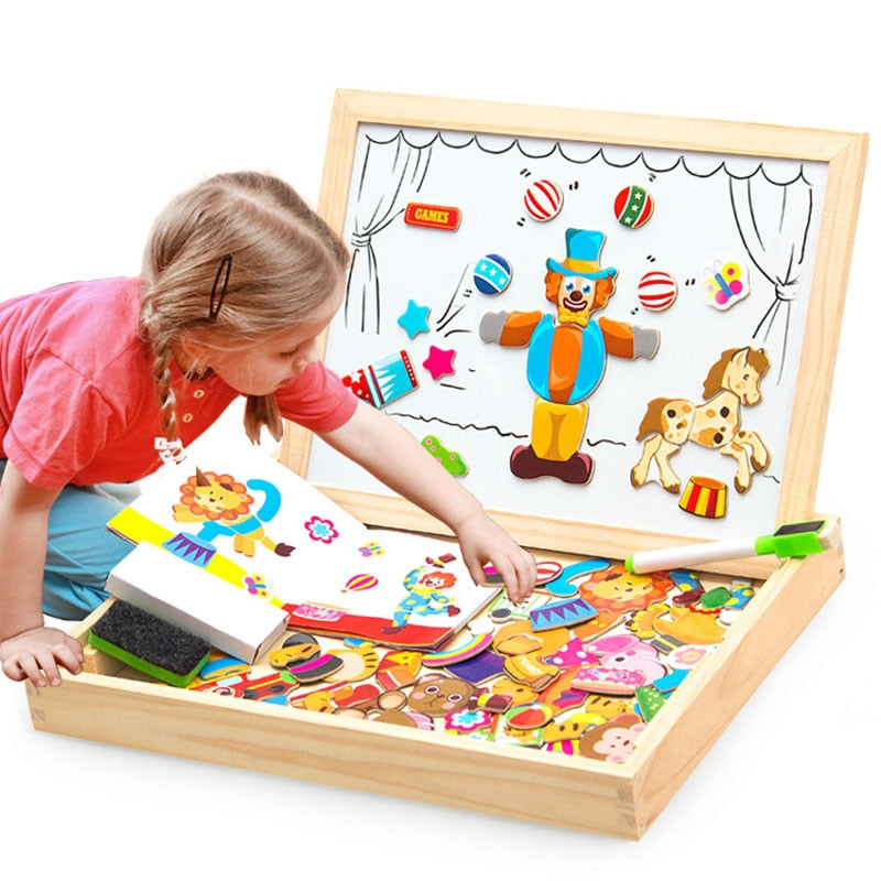 KreativBox magnetic game – fun learning with puzzle & drawing board