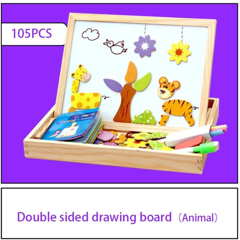 KreativBox magnetic game – fun learning with puzzle & drawing board