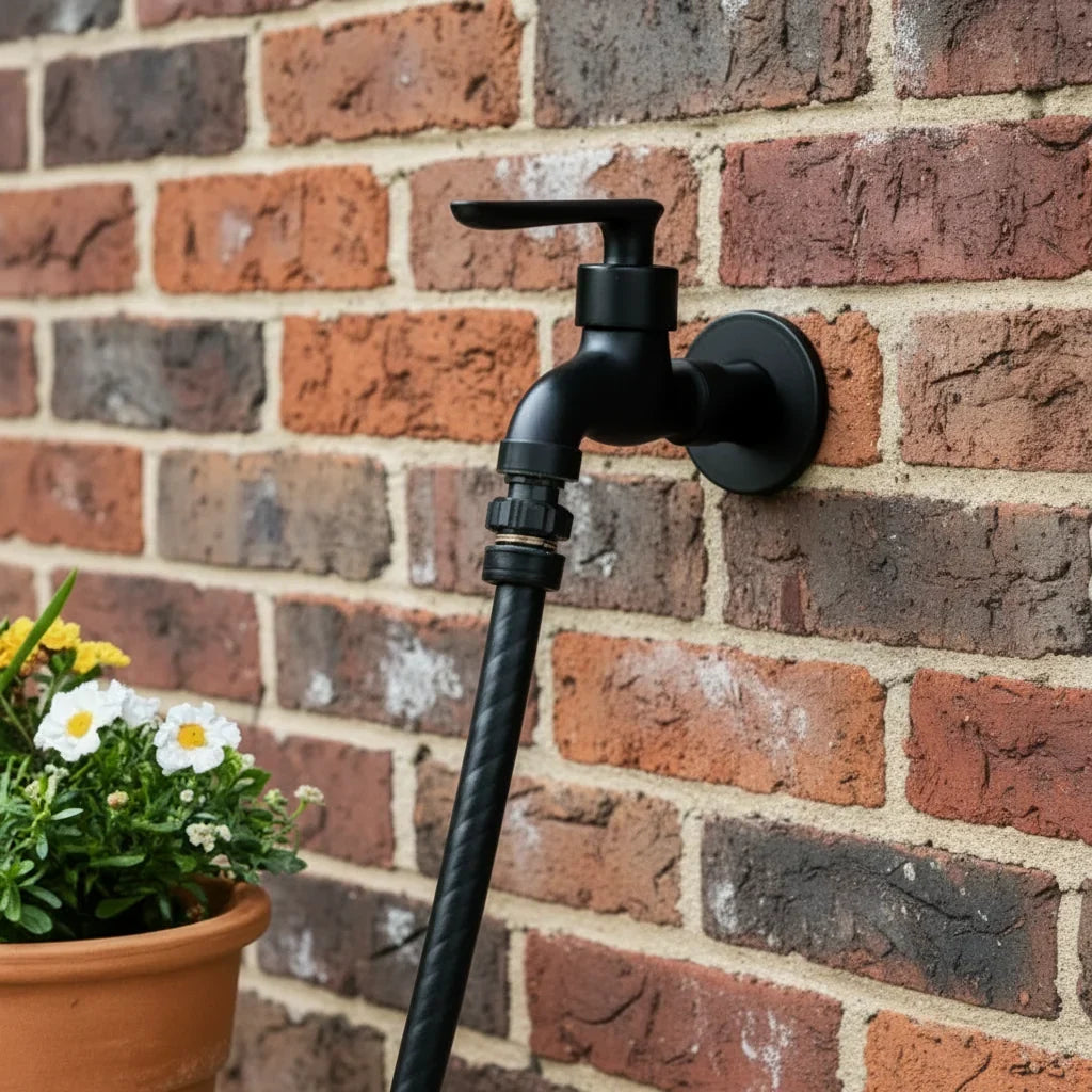 Matte Black Wall-Mounted Outdoor Tap - Valvara