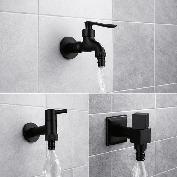 Matte Black Wall-Mounted Outdoor Tap - Valvara
